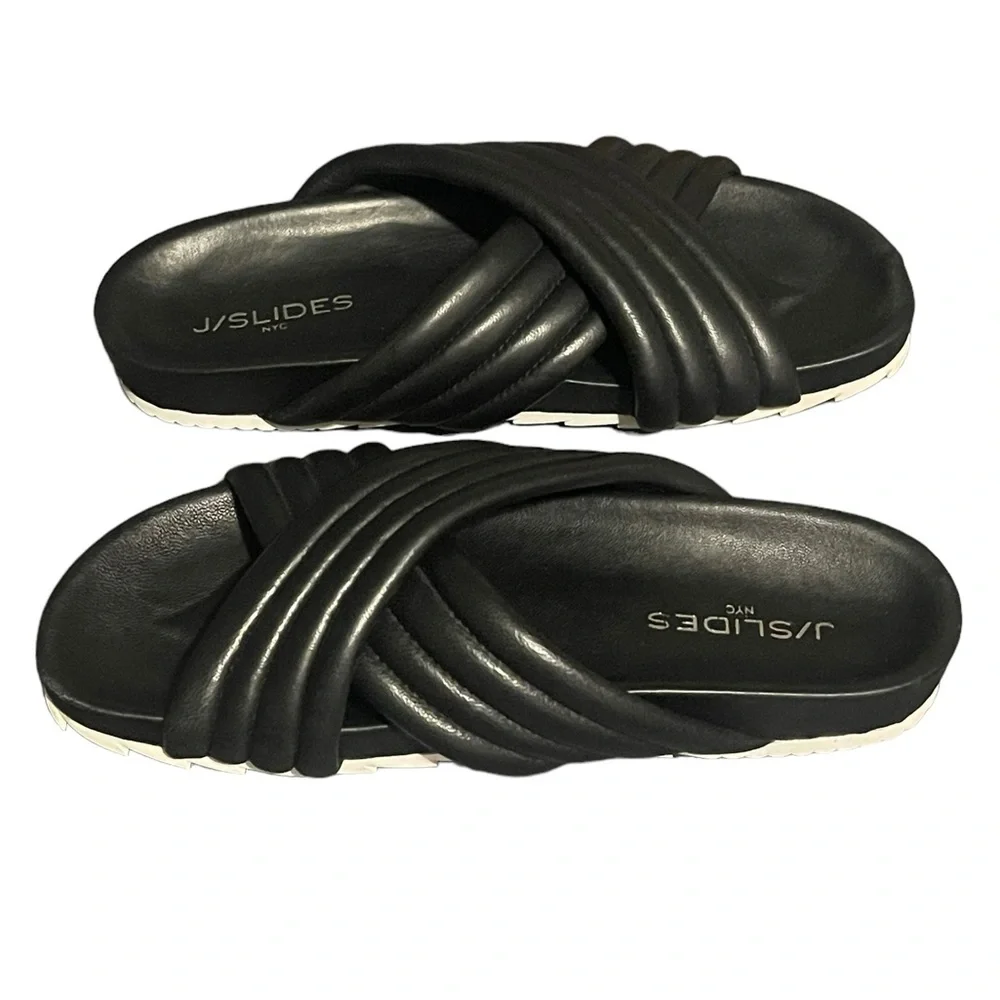 J/SLIDES NYC Wide Straps Sandals Women’s Size 8.5 Black - Picture 5 of 8